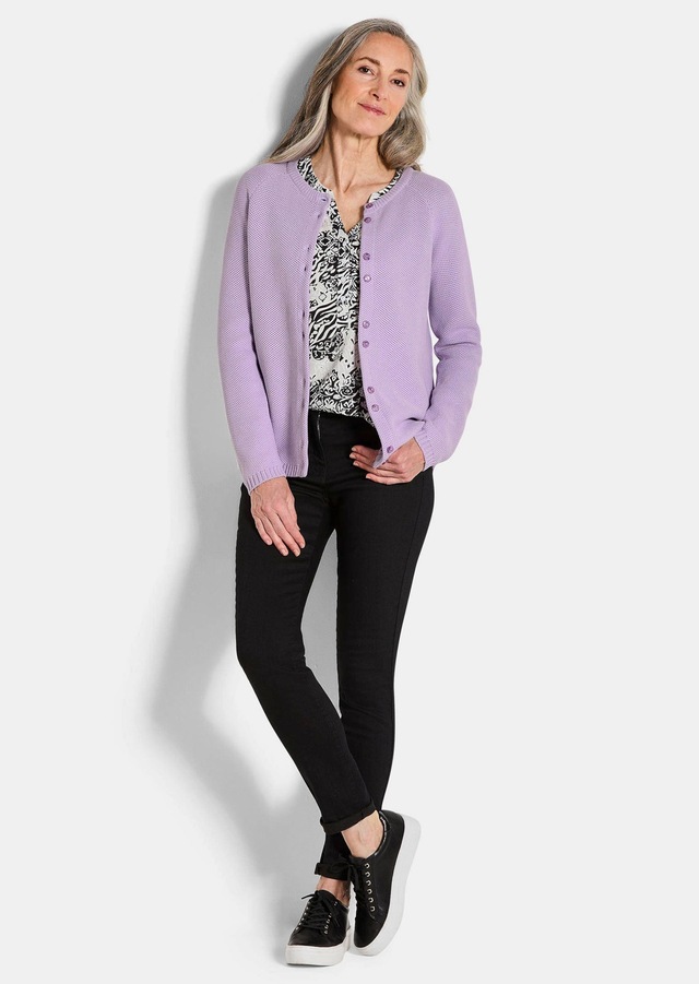GOLDNER Strickjacke »Cardigan aus Baumwolle, Rundhals« Piqué-Optik
