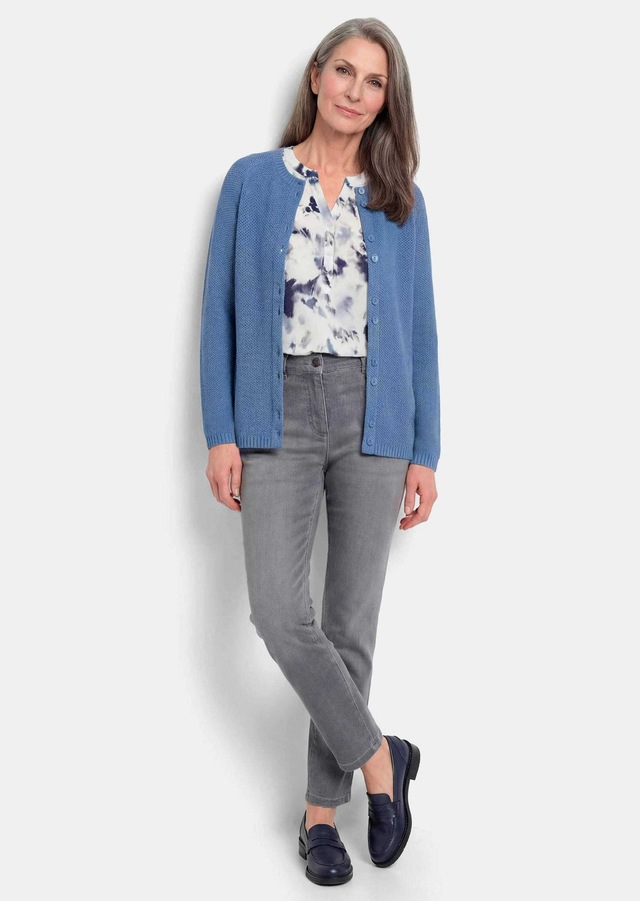 GOLDNER Strickjacke »Cardigan aus Baumwolle, Rundhals« Piqué-Optik