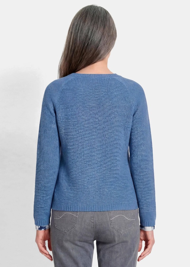 GOLDNER Strickjacke »Cardigan aus Baumwolle, Rundhals« Piqué-Optik