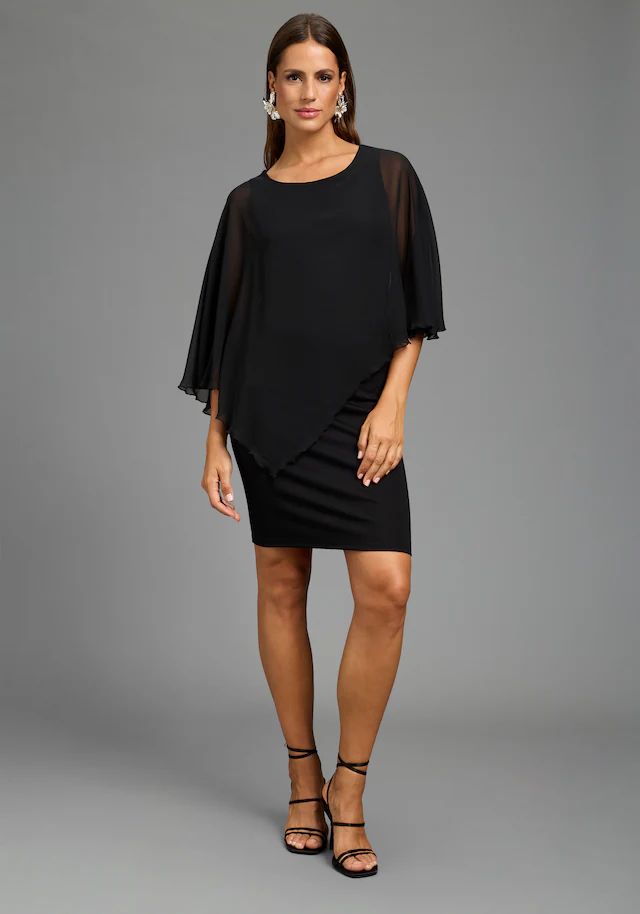 Laura Scott Abendkleid »mit Chiffon« in unifarbener Optik, aus Materialmix mit Milano Rib