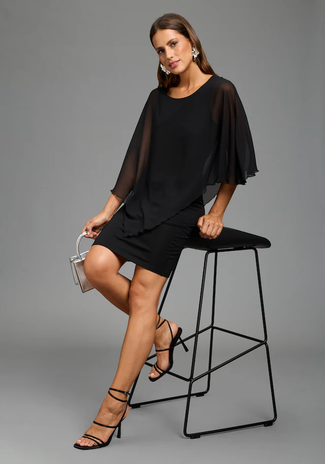 Laura Scott Abendkleid »mit Chiffon« in unifarbener Optik, aus Materialmix mit Milano Rib