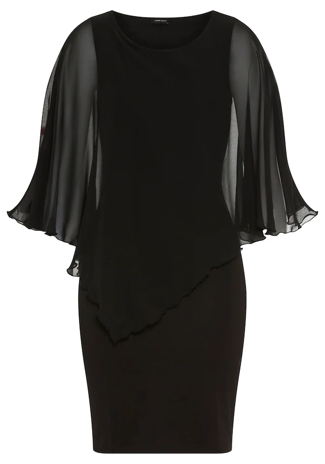 Laura Scott Abendkleid »mit Chiffon« in unifarbener Optik, aus Materialmix mit Milano Rib