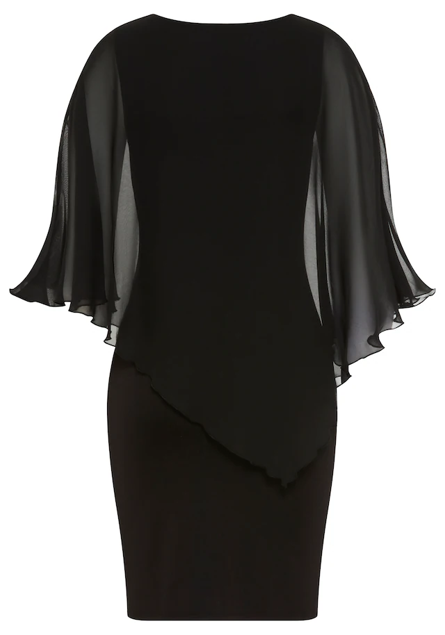 Laura Scott Abendkleid »mit Chiffon« in unifarbener Optik, aus Materialmix mit Milano Rib