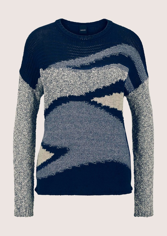 MADELEINE Longpullover »Pullover Rundhals-Pullover mit grafischem Muster«