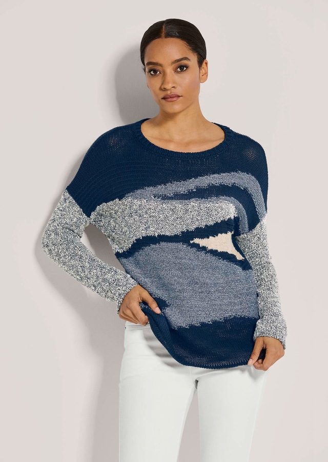 MADELEINE Longpullover »Pullover Rundhals-Pullover mit grafischem Muster«