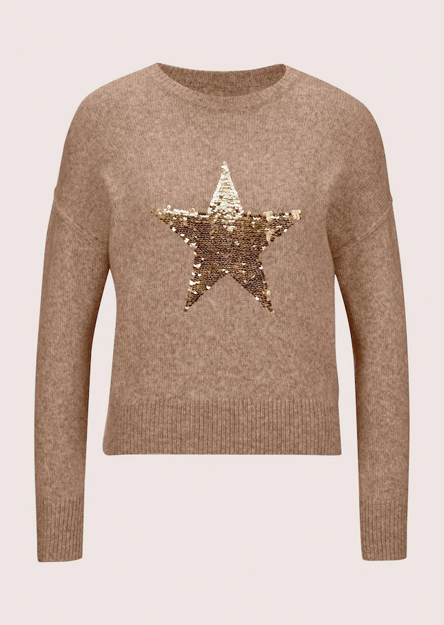 MADELEINE Longpullover »Pullover Rundhals-Pullover mit Applikation«