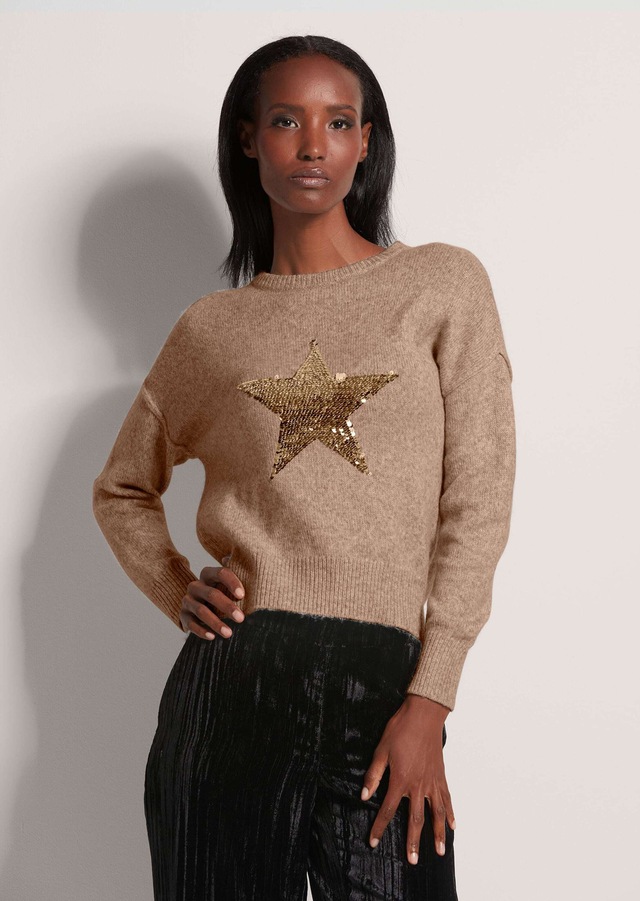 MADELEINE Longpullover »Pullover Rundhals-Pullover mit Applikation«