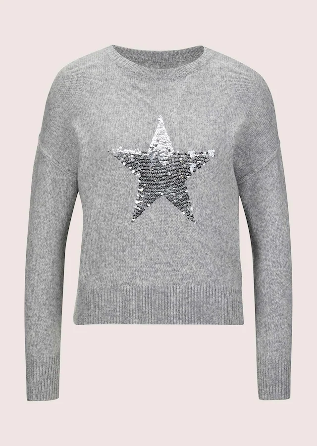 MADELEINE Longpullover »Pullover Rundhals-Pullover mit Applikation«
