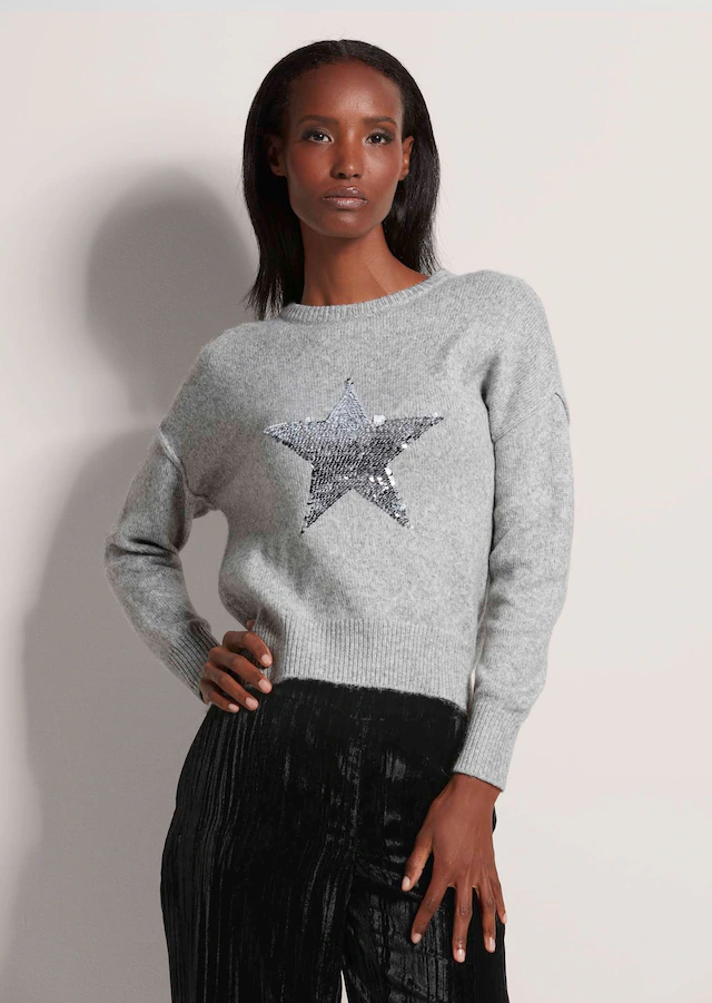 MADELEINE Longpullover »Pullover Rundhals-Pullover mit Applikation«