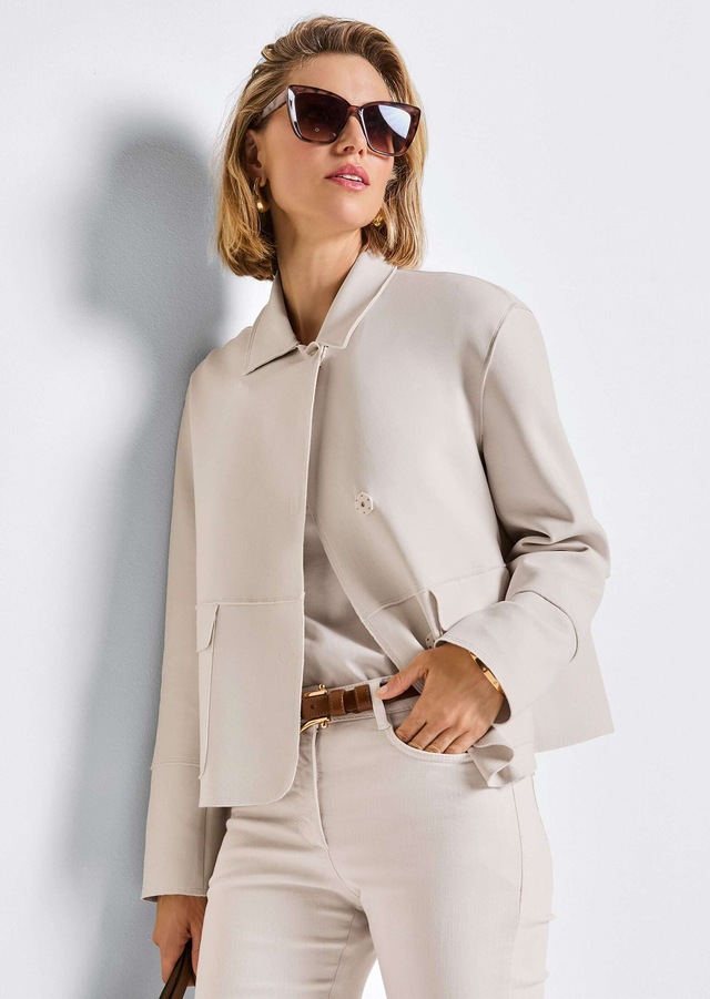 MADELEINE Jackenblazer »Kurzblazer Moderner Damenblazer mit Hemdkragen« Offene Schnittkanten