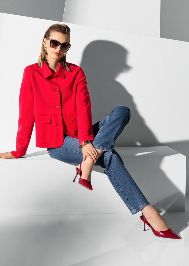 MADELEINE Jackenblazer »Kurzblazer Moderner Damenblazer mit Hemdkragen« Offene Schnittkanten