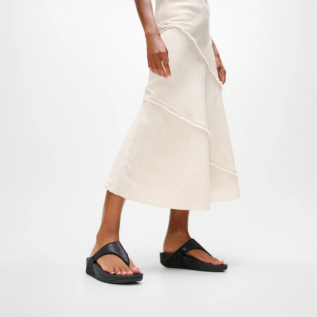 Fitflop Dianette »LULU SHIMMERGLITZ TOE-POST SANDALS« Keilabsatz, Zehentrenner, Badeschuh, Sommerschuh mit Glitzerdetails