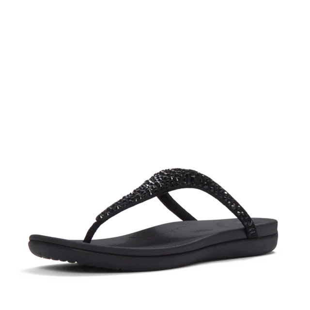 Fitflop Zehentrenner »SOLAY MIXED-CRYSTAL TOE-POST SANDALS« Dianette, Schlupfschuh, Sommerschuh mit edlem Glitter