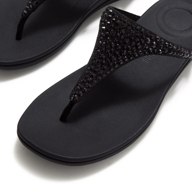 Fitflop Zehentrenner »SOLAY MIXED-CRYSTAL TOE-POST SANDALS« Dianette, Schlupfschuh, Sommerschuh mit edlem Glitter