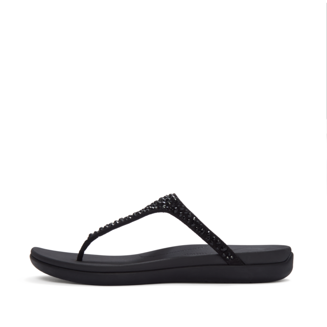 Fitflop Zehentrenner »SOLAY MIXED-CRYSTAL TOE-POST SANDALS« Dianette, Schlupfschuh, Sommerschuh mit edlem Glitter