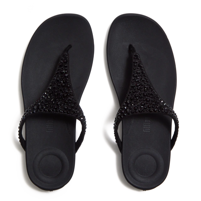 Fitflop Zehentrenner »SOLAY MIXED-CRYSTAL TOE-POST SANDALS« Dianette, Schlupfschuh, Sommerschuh mit edlem Glitter