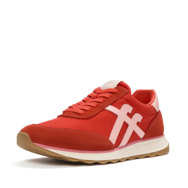 Fitflop Keilsneaker »RETRO-Q FF FABRIC/SUEDE SNEAKERS« Schnürschuh, Freizeitschuh, Halbschuh mit Kontrastbesatz