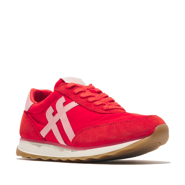 Fitflop Keilsneaker »RETRO-Q FF FABRIC/SUEDE SNEAKERS« Schnürschuh, Freizeitschuh, Halbschuh mit Kontrastbesatz
