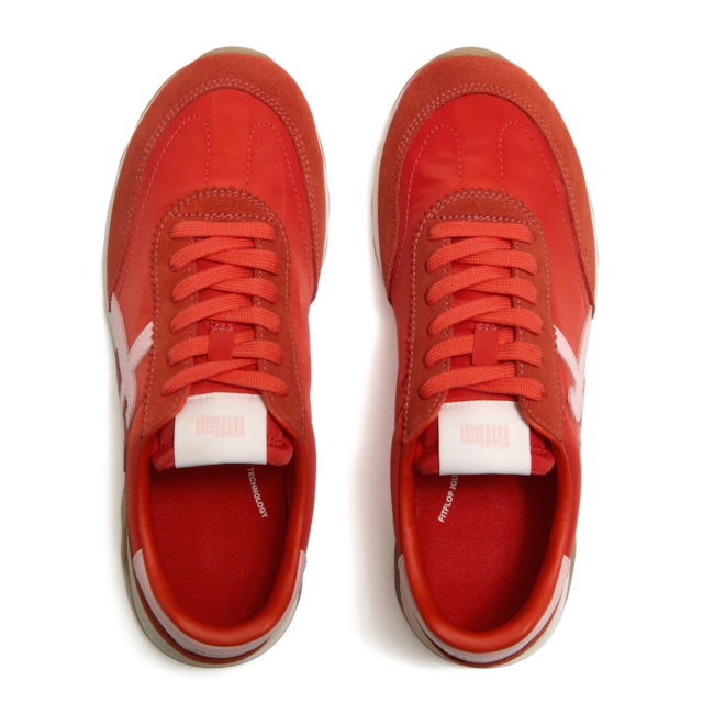 Fitflop Keilsneaker »RETRO-Q FF FABRIC/SUEDE SNEAKERS« Schnürschuh, Freizeitschuh, Halbschuh mit Kontrastbesatz