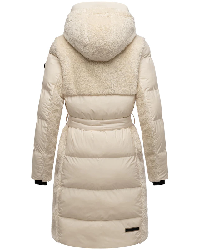 Navahoo Wintermantel »Funkelteddy 14« Warmer Mantel mit Teddyplüsch-Akzenten und Taillengürtel