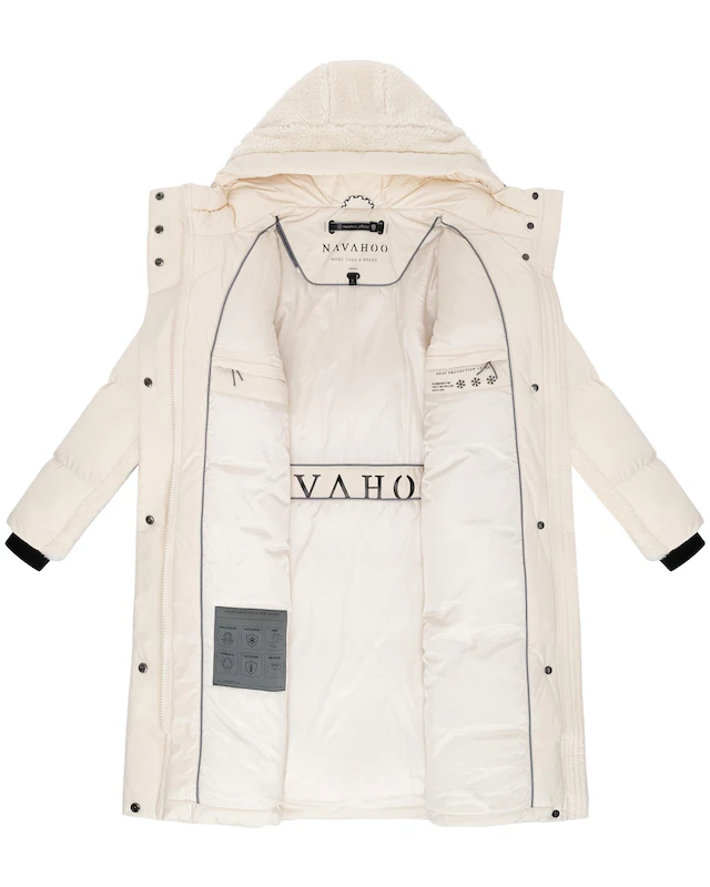 Navahoo Wintermantel »Funkelteddy 14« Warmer Mantel mit Teddyplüsch-Akzenten und Taillengürtel