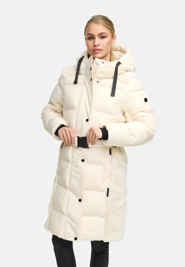 Navahoo Wintermantel »Funkelteddy 14« Warmer Mantel mit Teddyplüsch-Akzenten und Taillengürtel