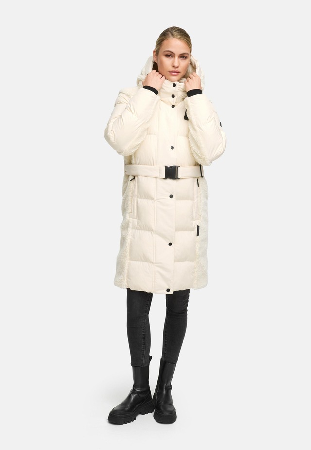 Navahoo Wintermantel »Funkelteddy 14« Warmer Mantel mit Teddyplüsch-Akzenten und Taillengürtel