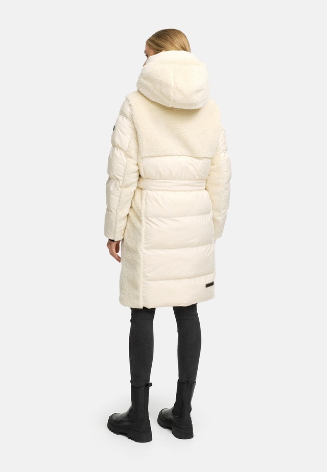 Navahoo Wintermantel »Funkelteddy 14« Warmer Mantel mit Teddyplüsch-Akzenten und Taillengürtel