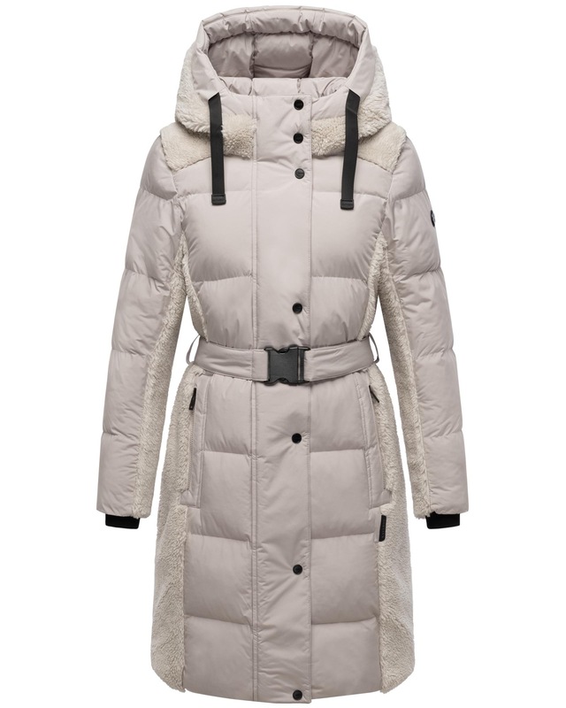Navahoo Wintermantel »Funkelteddy 14« Warmer Mantel mit Teddyplüsch-Akzenten und Taillengürtel