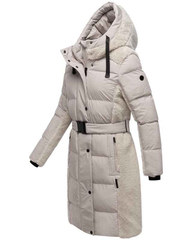 Navahoo Wintermantel »Funkelteddy 14« Warmer Mantel mit Teddyplüsch-Akzenten und Taillengürtel