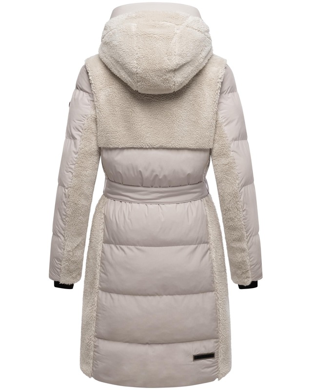 Navahoo Wintermantel »Funkelteddy 14« Warmer Mantel mit Teddyplüsch-Akzenten und Taillengürtel