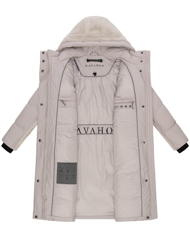 Navahoo Wintermantel »Funkelteddy 14« Warmer Mantel mit Teddyplüsch-Akzenten und Taillengürtel
