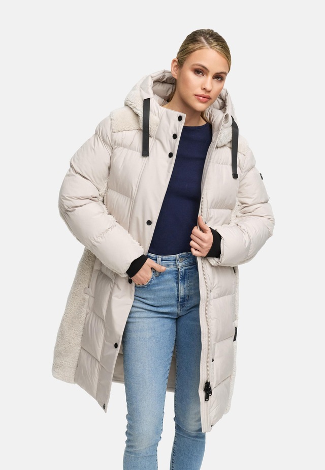 Navahoo Wintermantel »Funkelteddy 14« Warmer Mantel mit Teddyplüsch-Akzenten und Taillengürtel