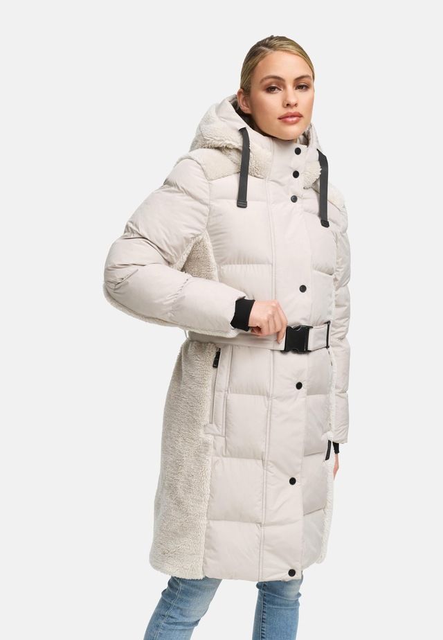 Navahoo Wintermantel »Funkelteddy 14« Warmer Mantel mit Teddyplüsch-Akzenten und Taillengürtel