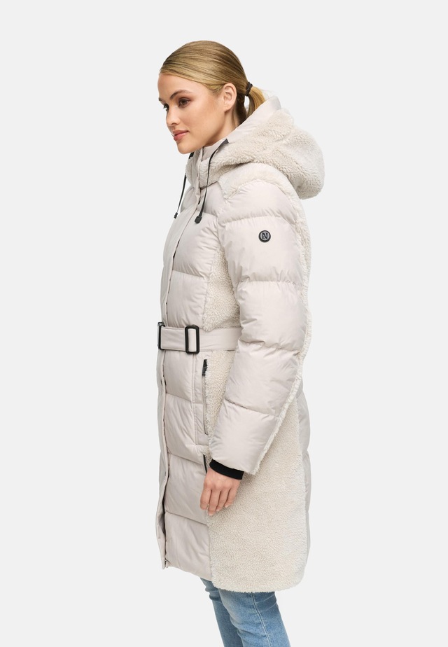 Navahoo Wintermantel »Funkelteddy 14« Warmer Mantel mit Teddyplüsch-Akzenten und Taillengürtel