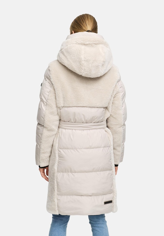 Navahoo Wintermantel »Funkelteddy 14« Warmer Mantel mit Teddyplüsch-Akzenten und Taillengürtel