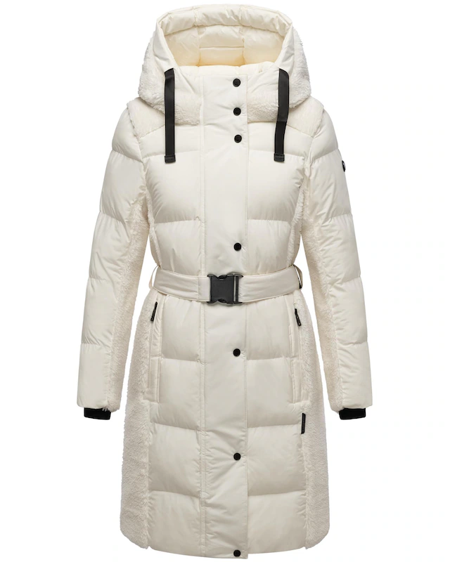 Navahoo Wintermantel »Funkelteddy 14« Warmer Mantel mit Teddyplüsch-Akzenten und Taillengürtel