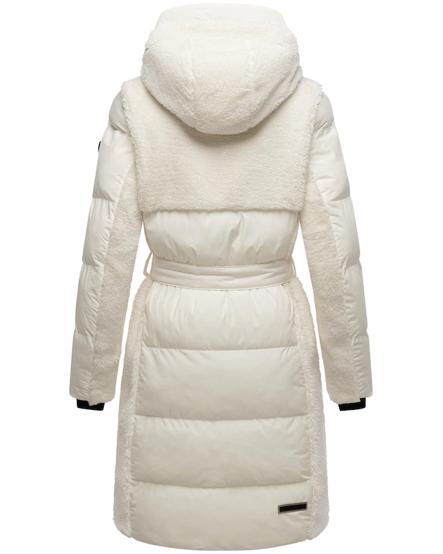 Navahoo Wintermantel »Funkelteddy 14« Warmer Mantel mit Teddyplüsch-Akzenten und Taillengürtel