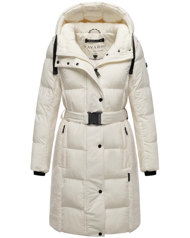 Navahoo Wintermantel »Funkelteddy 14« Warmer Mantel mit Teddyplüsch-Akzenten und Taillengürtel