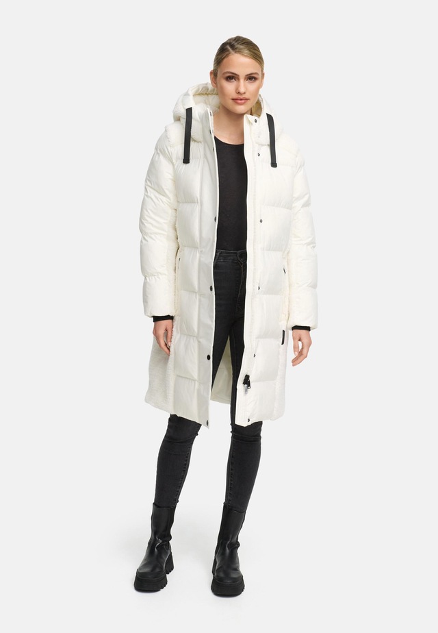 Navahoo Wintermantel »Funkelteddy 14« Warmer Mantel mit Teddyplüsch-Akzenten und Taillengürtel