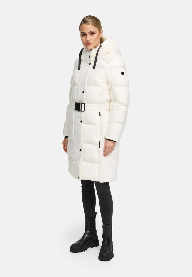 Navahoo Wintermantel »Funkelteddy 14« Warmer Mantel mit Teddyplüsch-Akzenten und Taillengürtel