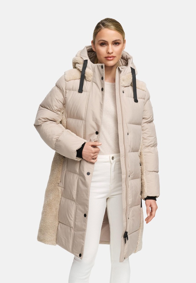 Navahoo Wintermantel »Funkelteddy 14« Warmer Mantel mit Teddyplüsch-Akzenten und Taillengürtel