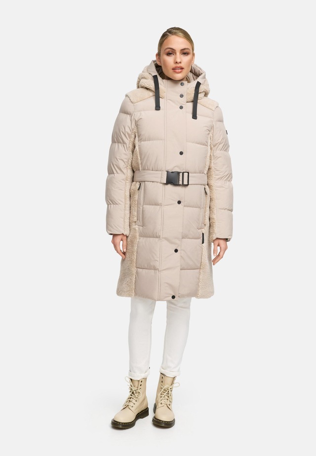 Navahoo Wintermantel »Funkelteddy 14« Warmer Mantel mit Teddyplüsch-Akzenten und Taillengürtel