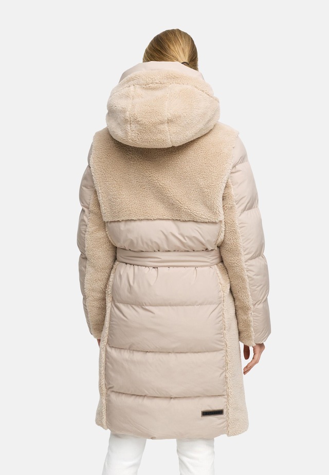 Navahoo Wintermantel »Funkelteddy 14« Warmer Mantel mit Teddyplüsch-Akzenten und Taillengürtel