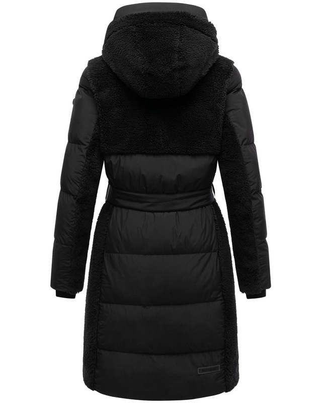 Navahoo Wintermantel »Funkelteddy 14« Warmer Mantel mit Teddyplüsch-Akzenten und Taillengürtel