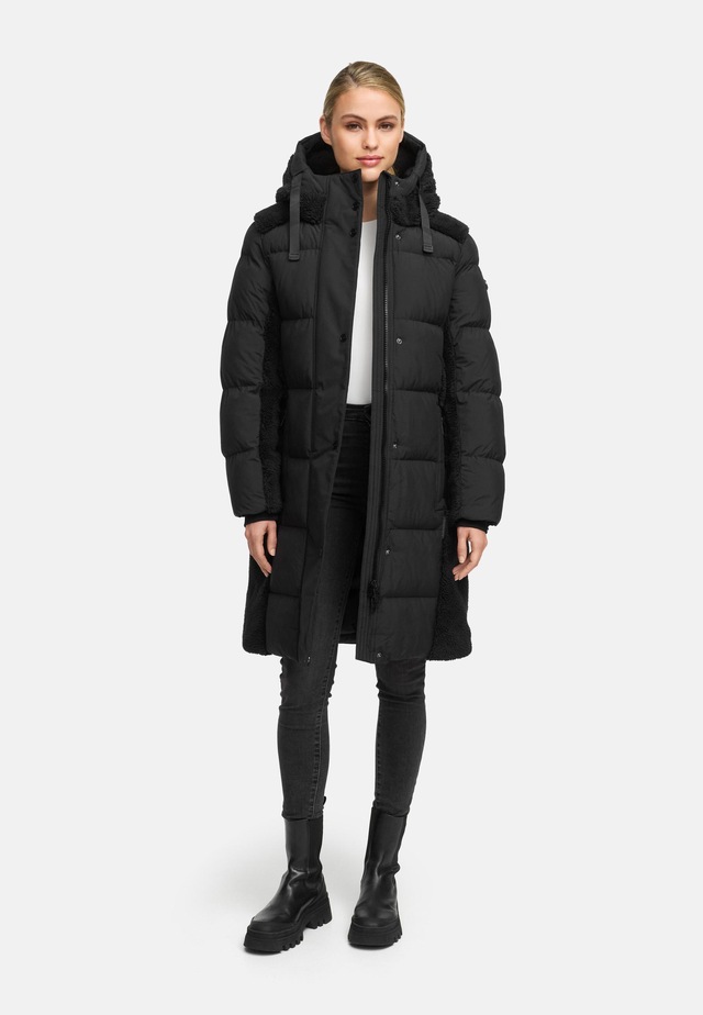 Navahoo Wintermantel »Funkelteddy 14« Warmer Mantel mit Teddyplüsch-Akzenten und Taillengürtel