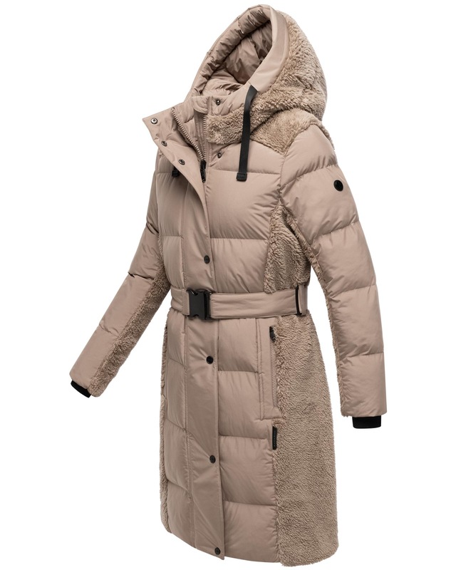 Navahoo Wintermantel »Funkelteddy 14« Warmer Mantel mit Teddyplüsch-Akzenten und Taillengürtel