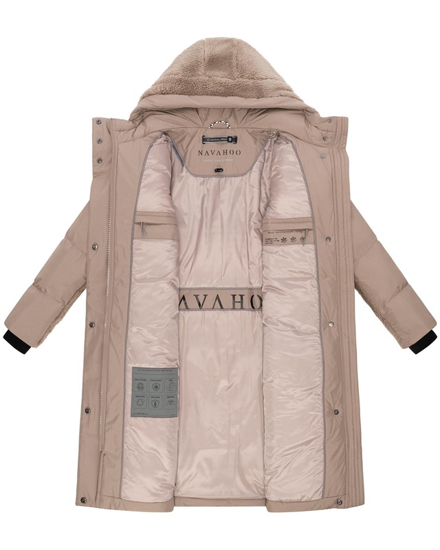 Navahoo Wintermantel »Funkelteddy 14« Warmer Mantel mit Teddyplüsch-Akzenten und Taillengürtel