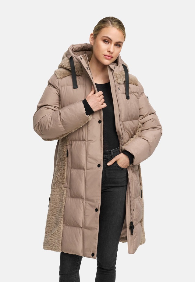 Navahoo Wintermantel »Funkelteddy 14« Warmer Mantel mit Teddyplüsch-Akzenten und Taillengürtel