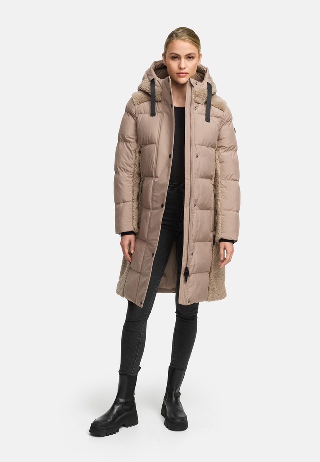 Navahoo Wintermantel »Funkelteddy 14« Warmer Mantel mit Teddyplüsch-Akzenten und Taillengürtel